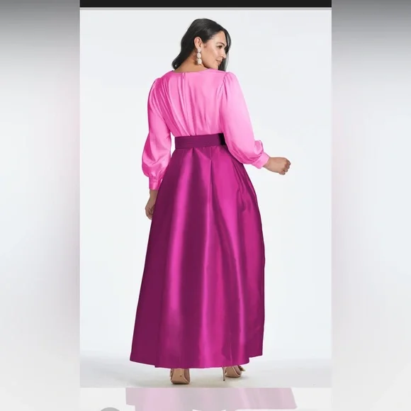 The Zoe gown by Sachin and Babi - Magenta & pink generously size 8- missing belt
